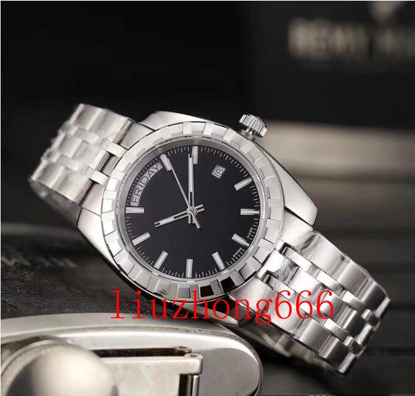 

2021 mens watch black dial automatic mechanical movement men watches stainless steel male wrist, Slivery;brown