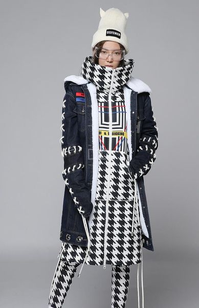 

women's trench coats denim navy zipper long coat, Tan;black