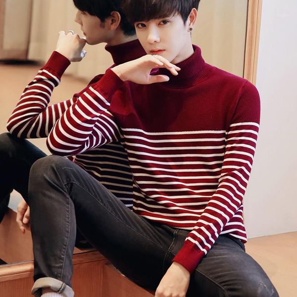 

men's sweaters 2021 autumn winter men sweater o-neck striped slim fit pullover casual male long sleeve knitted brand clothing -3xl, White;black