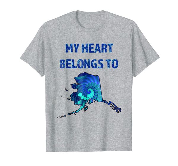 

my heart belongs to alaska ak fractal zen state t shirt, White;black
