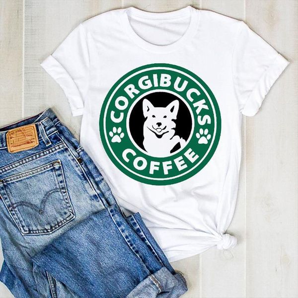 

dog pet summer paw cute womens cartoon clothes graphic tee female clothing, White