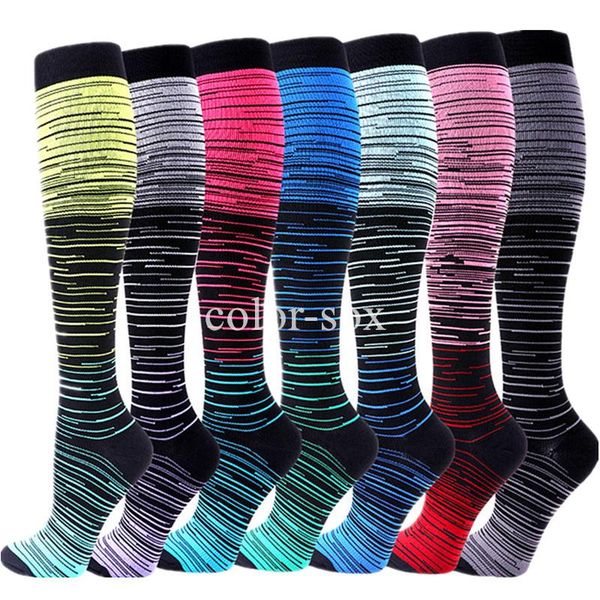 

sports socks compression stockings knee high running for edema, diabetes, varicose veins, nursing, Black