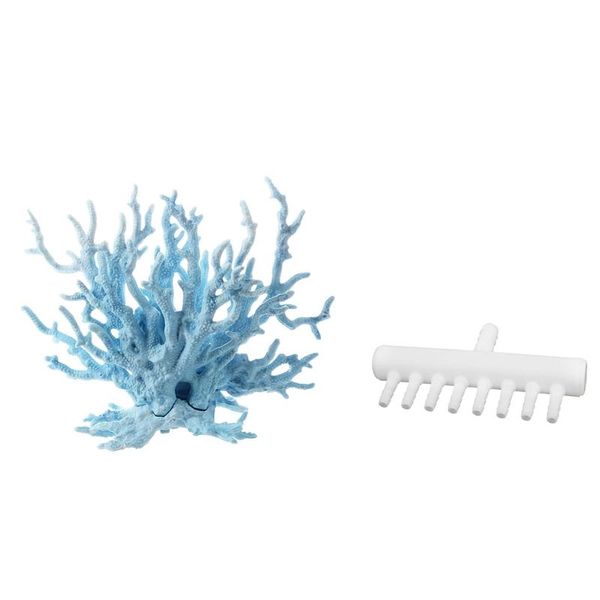 

decorations 1 pcs aquarium fish tank light blue artificial plastic coral decor & 8-way tube splitter air valve