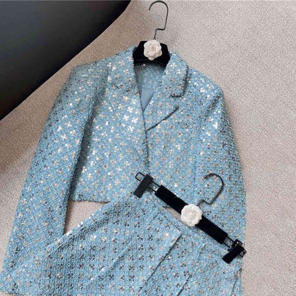 

casual dresses women 202 autumn thin sequins 2 set of two lapel pieces long sleeve short blazer + high-waist shorts party together 7e51, Black;gray