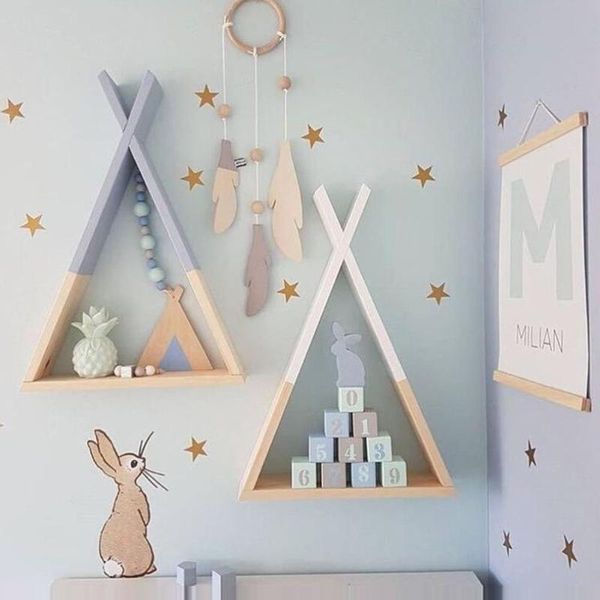 

other home decor 1pc living room wooden triangles storage holder rack wall mounted shelf bedroom children crafts