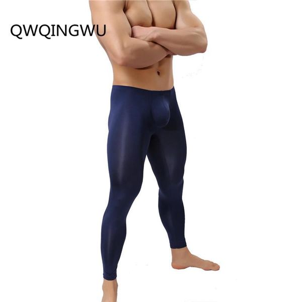 

men's thermal underwear long john ice silk pants ultra-thin warm elastic tights leggings sleepwear pajamas, Black;white