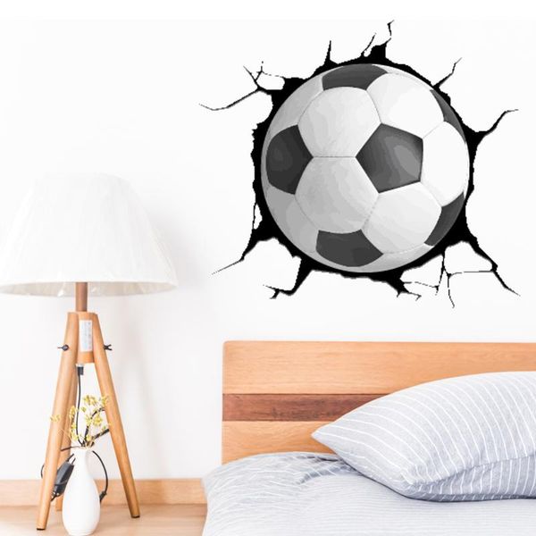 

wall stickers 1pcs cartoon creative 3d broken window football sports children's room kindergarten living stylish home decor