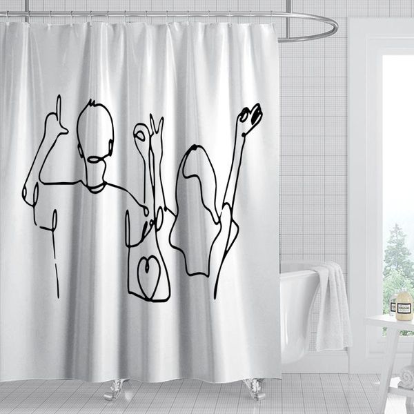 

shower curtains simple lines household items home decor bathroom curtain frabic waterproof polyester with hooks