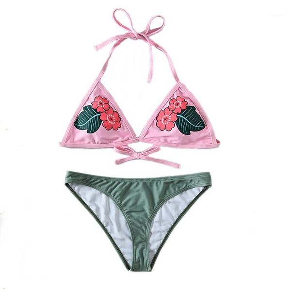 

spring beach vacation bikini mujer 2021 braga alta european and american fashion pink split swimsuit women women's swimwear, White;black