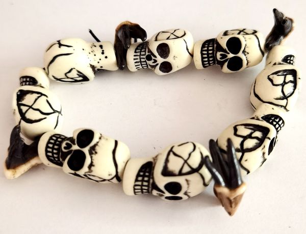

gothic skull tooth bracelet skeleton punk hip hop male boy jewelry creativity gift, Black