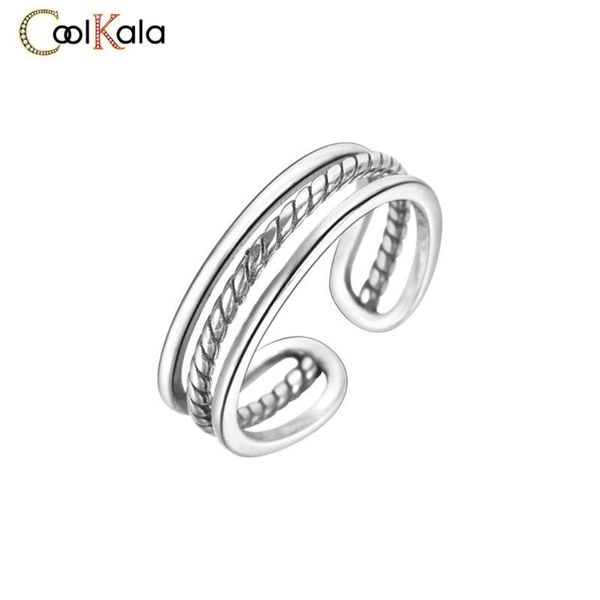 

wedding rings coolkala s925 sterling hand ornament old thai silver geometric single personalized multi-layer female open ring, Slivery;golden