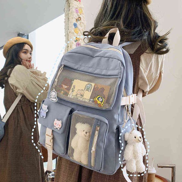 HBP rackpack style bagjulyccino new Buckle Badge Женщины конфеты мода милая школьная сумка для школьной сумки для подростка девочка 220723