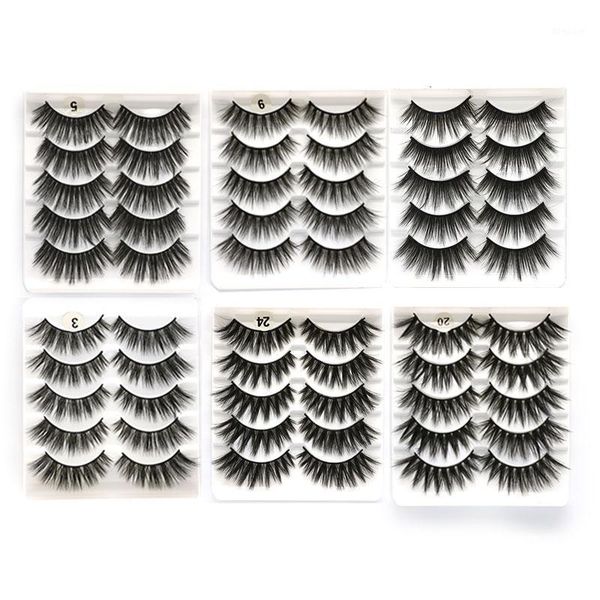 

boxes/lot 5 pairs 3d false eyelashes trendy fluffly maquiagem wimpern in bulk hand made wispies cruelty mink fake eyelash1