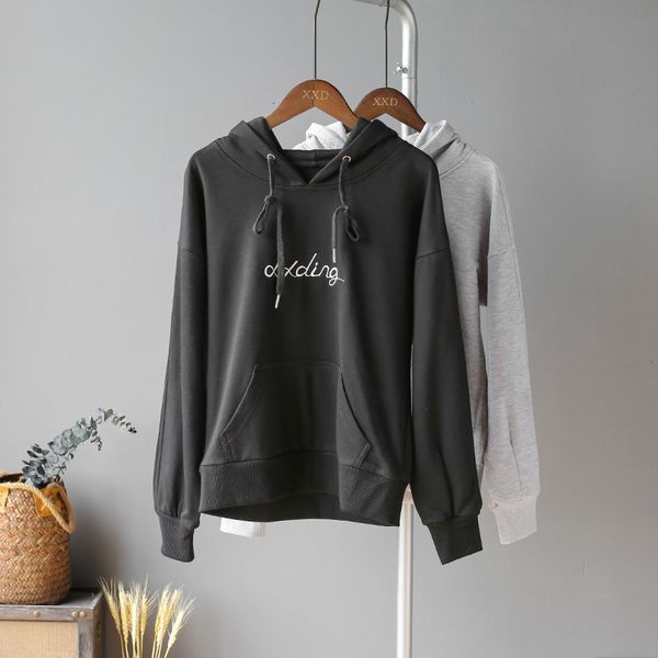 

hoodies classic loose quality casual breathable women's hoodie, Black