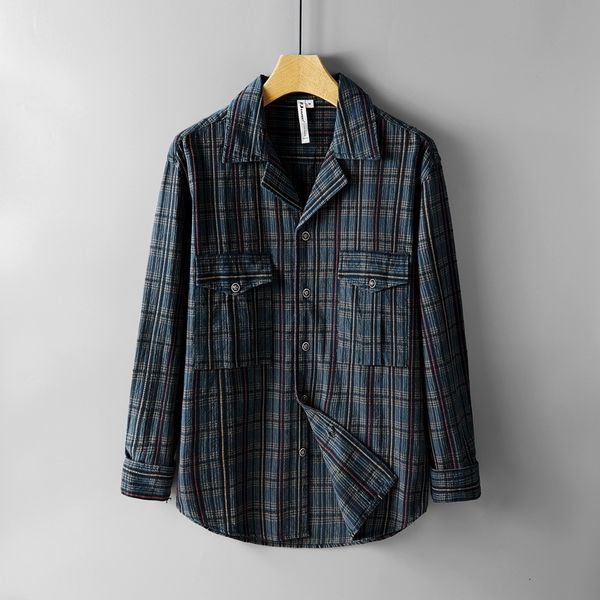 

men's casual shirts autumn retro loose cotton and linen plaid long sleeve fashion jacket mens jackets for men casaco avsb, White;black