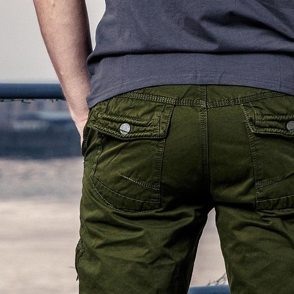 

men's pants casual cotton trousers straight autumn outdoor zipper overalls, Black