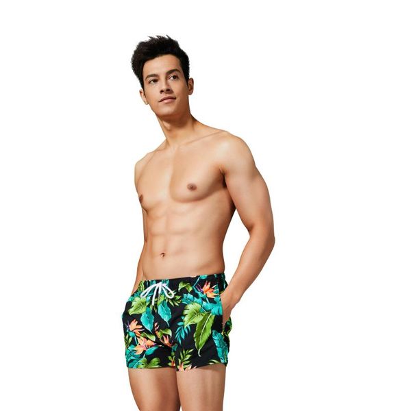 

men's shorts seobean palm leaves flowers floral print casual summer beach surfboard holiday small boxer quick drying slim board, White;black