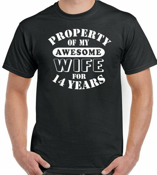 

Wedding anniversary 14th T-Shirt Man My Beautiful Woman Gift Fun 14, White;black