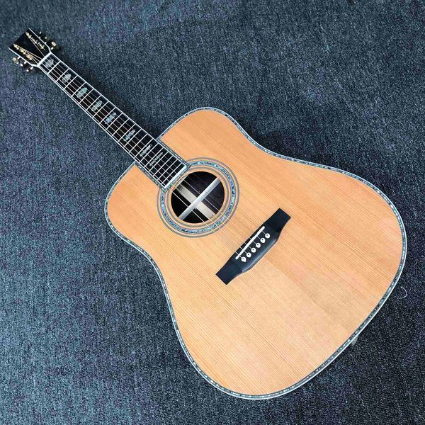 

custom aaaa all solid cedar wood acoustic guitar dread nought 41" professional customized with tuner made in taiwan and hardcase