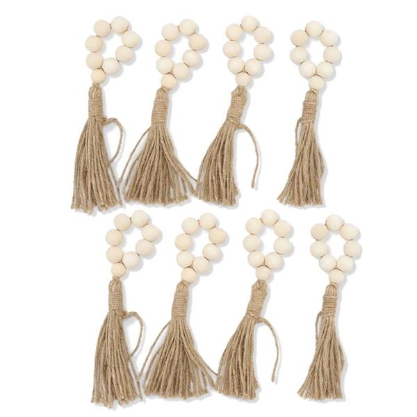 

napkin rings tassels wooden bead handmade buckles farmhouse natural white