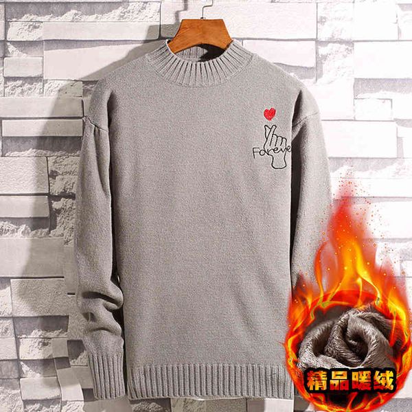 

sweater knit men's thickened half turtleneck plush bottomed youth wear 58, White;black
