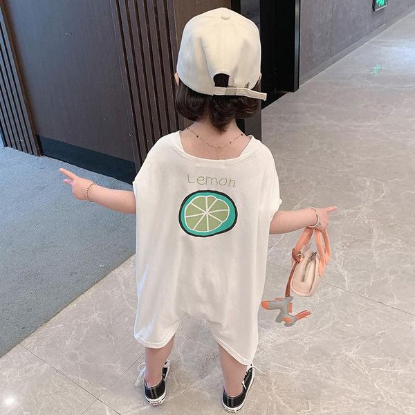 

one-piece boys and girls summer 2021 children's clothing lemon print loose baby romper kids jumpsuits, Blue