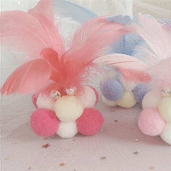 

dorakitten 1pc cat ball toy interactive fake feather soft chew kitten bell toys pet supplies favors