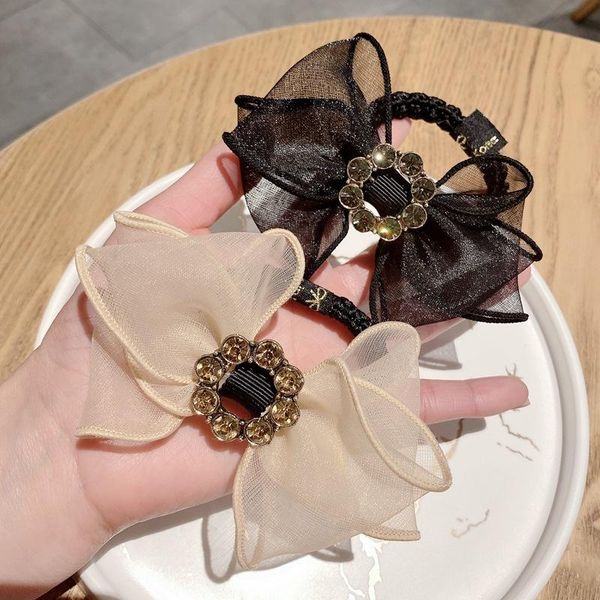 

hair accessories 2021 lady female rhinestone bow rope girl organza head ties