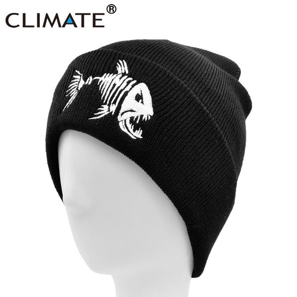 

beanies climate fish fishbone beanie hat winter fishing warm fisher black knit bone cool hiphop for