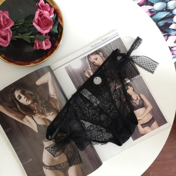 

women's panties chaozhu japanese bandage hollow out underwear transparent flower embroidery lolita girl lingerie seamless briefs, Black;pink