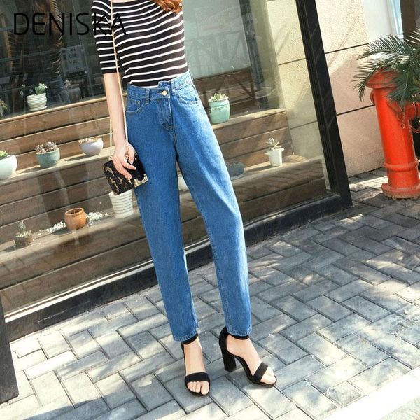 

women's pants & capris deniska 2021 summer boyfriend jeans harem women trousers casual loose fit vintage denim high waist, Black;white