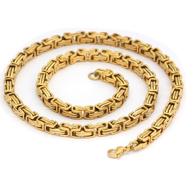 

men's necklace gold titanium steel imperial necklace byzantine thick loop chain, Silver