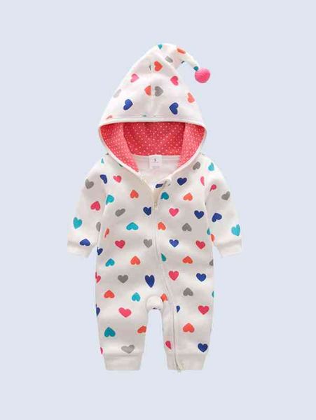 

baby allover heart print pompom hooded jumpsuit she, Blue