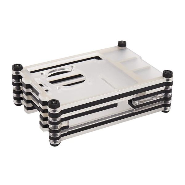 

lapcooling pads acrylic transparent / clear & black case cover for raspberry pi 4 model b, with fan 4b