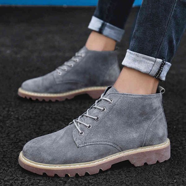 

dress shoes british style ankle men boots winter suede leather chelsea lace up rubber sole casual big size 48 a4 n4q4, Black