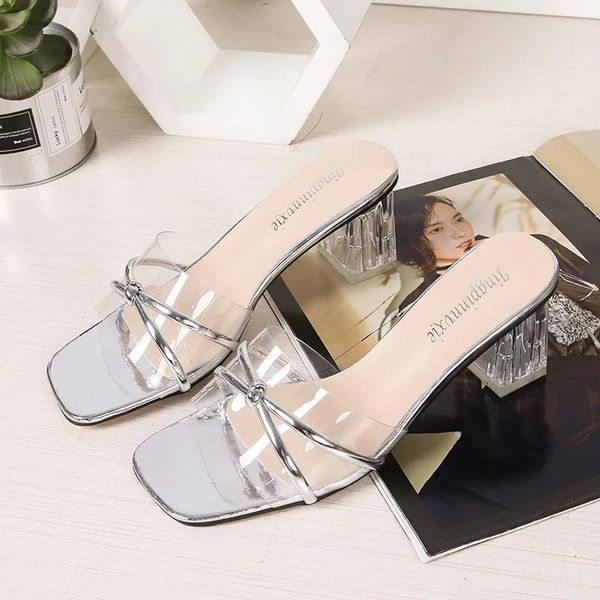 

dress shoes cresfimix women casual sweet silver transparent summer heel sandals lady cool golden party club a9581, Black