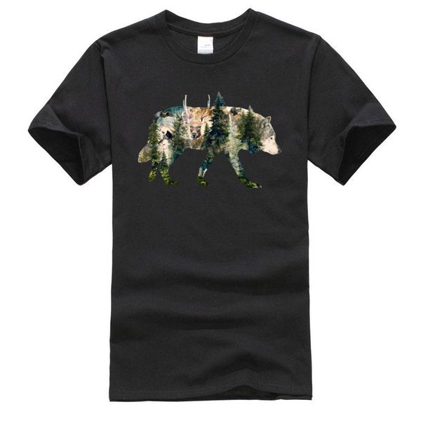 

men's t-shirts camiseta de hombre con perfil paisaje animales lobos, novedad 2021, estampada ocio a la moda, sudadera 100%, White;black