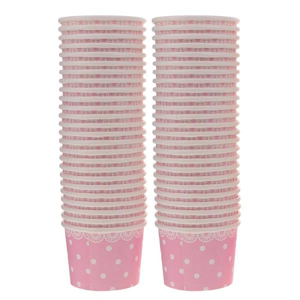 

disposable cups & straws 50pcs ice cream paper dessert yogurt pudding )