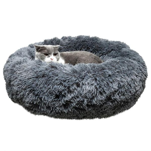 

cat beds & furniture round bed house soft foldable pet sleeping plush dog warm cushion accessories animals sofa