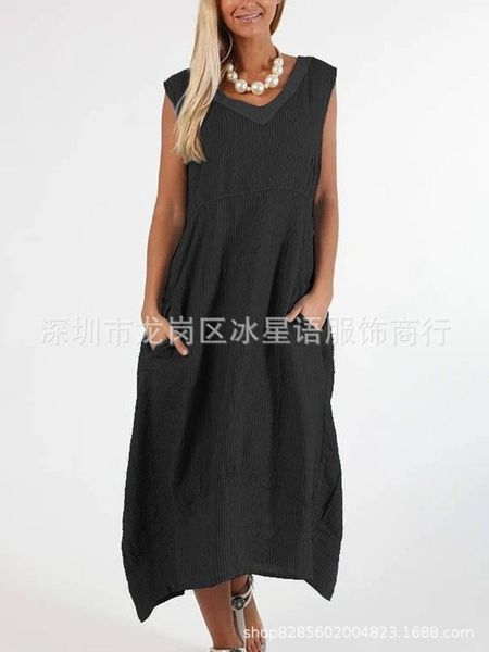 

2020 women's dress new casual sleeveless long, White;black