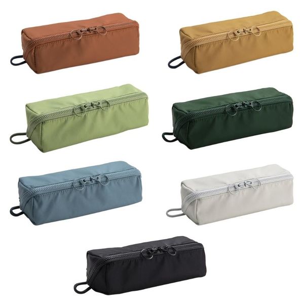 

pencil bags simple canvas pouch cosmetic organizer bag dual large zippers design travel toiletries storage for office