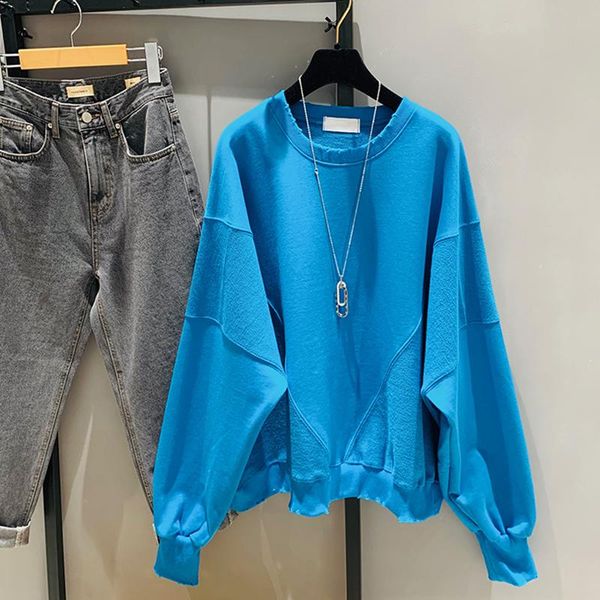 

women's hoodies & sweatshirts korean boyfriend lazy sweatshirt women 2021 autumn stylish oversize casual long sleeve simple solid pullo, Black