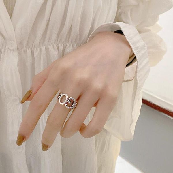 

arrival ethnic silver plated big chain "go" letter open rings for women bridal wedding vintage finger drop, Slivery;golden