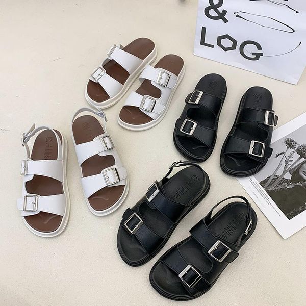 

slipper 2021 summer girls fashion casual flat temperament sandals and slippers, Black;grey