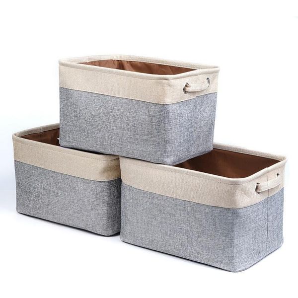 

clothing & wardrobe storage square foldable bins cotton linen fabric basket with handles home travel clothes box organizer container