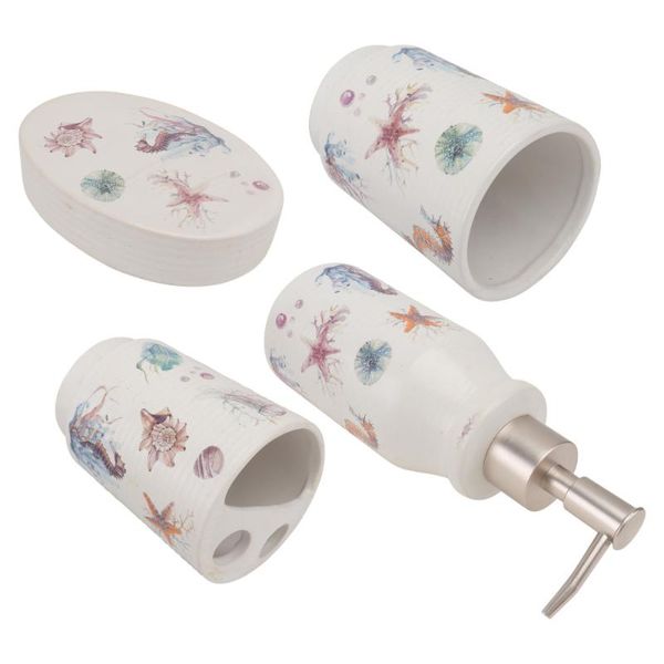 

bath accessory set 1 lotion bottle soap dish kit ceramic ocean animal printing washing supplies