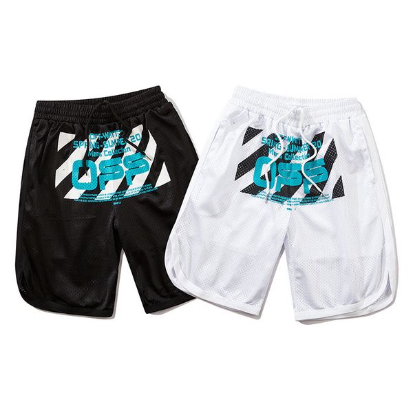 

20s summer owoff mesh capris twill letter pants loose casual, Black