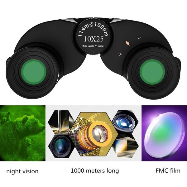

telescope & binoculars 10x25 with night vision bak4 prism high power waterproof for hunting sports outdoor camping travel