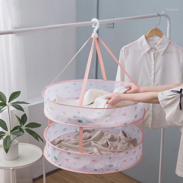 Cabides racks roupas secando rack rack à prova de vento de 2 camadas de lavanderia dobrável cesta de secador de lavanderia para roupas de lã de roupas íntimas