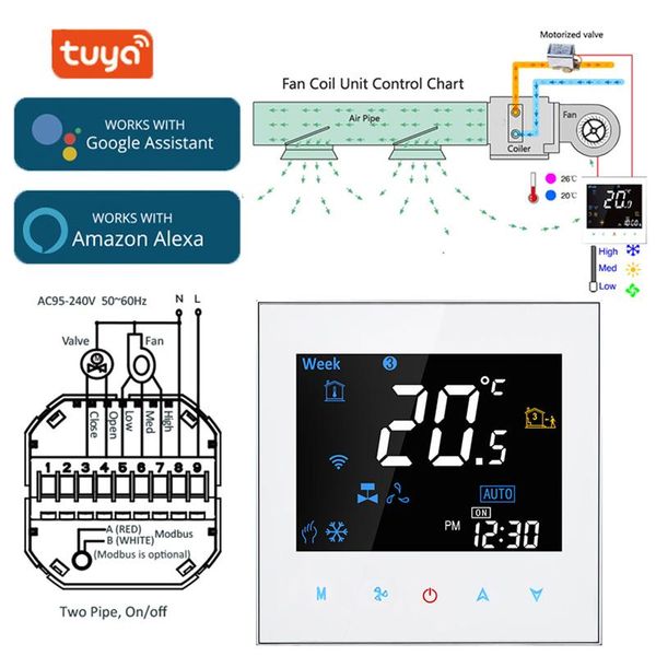 

smart home control wifi thermostat bac-3000 central air conditioning app voice lcd programming controller work with tuya alexa google
